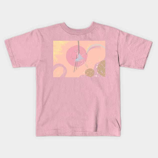 Trapeze Girl drinking Rainbow Kids T-Shirt by LaBellaCiambella